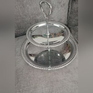 Elegant Two-Tier Silver Serving Tray